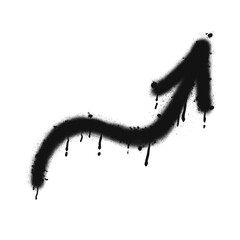 Arrow icon. Black graffiti spray element.