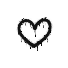 Heart icon. Black graffiti spray element isolated on a white background. © savvalinka