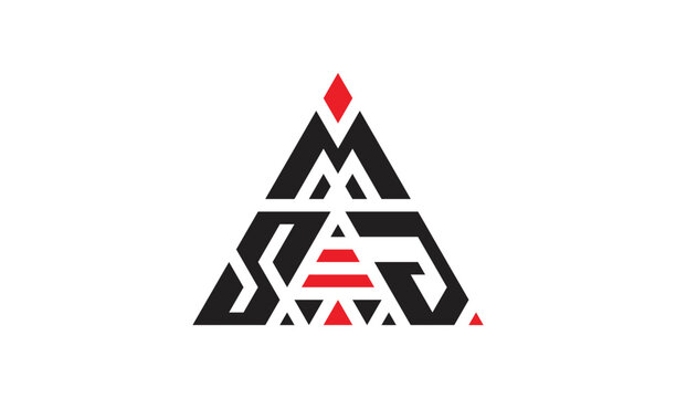 Creative triangle  MSJ three letter logo  design