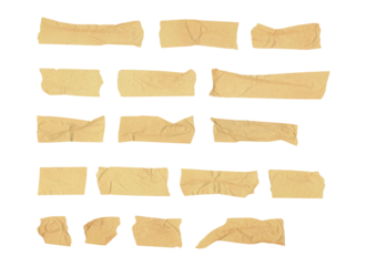Set of masking tapes on transparent background, extracted