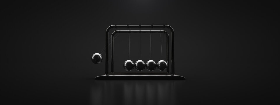 Oscillations of the spheres of Newton's cradle