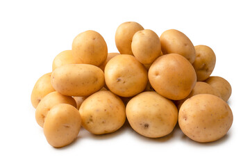 A group of fresh tasty potato isolated on white background.
