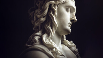 Illustration of a Renaissance marble statue of Morpheus. He is the God of dreams and sleeps in Greek and Roman mythology.