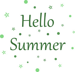 Fototapeta premium Lettering hello summer, vector. Green inscription on a white background.
