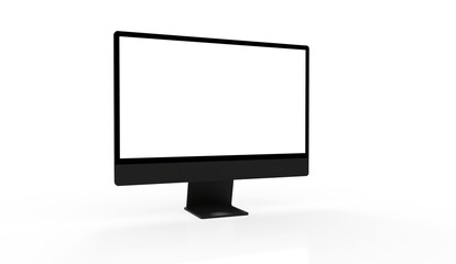Trendy realistic thin frame monitor mock up with blank white screen