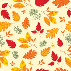 Obraz premium Fall pattern with trendy color seasonal leaves