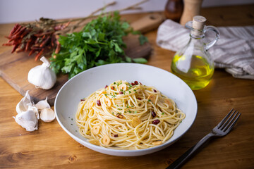 Aglio, olio e peperoncino, italian traditional pasta