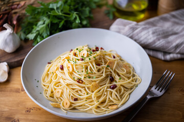 Aglio, olio e peperoncino, italian traditional pasta