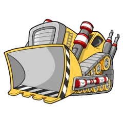 Poster Cartoon draw Bulldozer PNG with transparent background