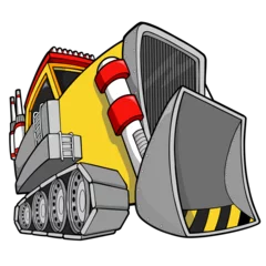Peel and stick wall murals Cartoon draw Bulldozer PNG with transparent background