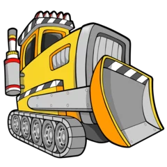 Peel and stick wall murals Cartoon draw Bulldozer PNG with transparent background