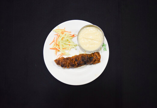 Beef Kebab or kabab with Naan Ruti. Beef shik kabab or tikka. Indian Beef shekh kebab with salad. Turkish Kebab.
