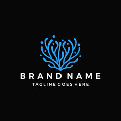 Sea and coral Logo design Template, coral logo icon vector illustration