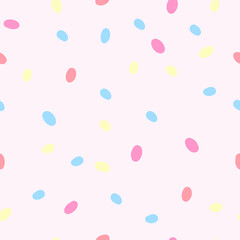 Festive multicolored confetti, vector seamless pattern in the style of doodles, hand-drawn