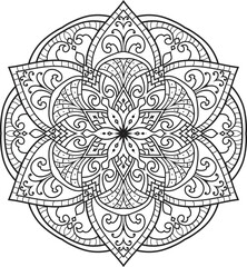 Mandala isolated on the white background.Decorative monochrome ethnic mandala pattern.