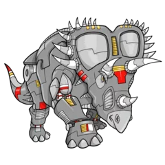 Foto op Plexiglas Cartoons Robot Triceratops Dinosaur PNG file with transparent background