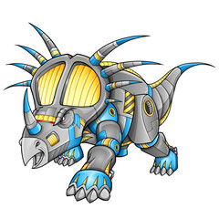Robot Triceratops Dinosaur PNG file with transparent background