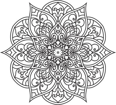 Mandala isolated on the white background.Decorative monochrome ethnic mandala pattern.