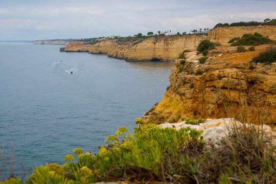 Carvoeiro cliffs on the coast of Algarve, in Portugal