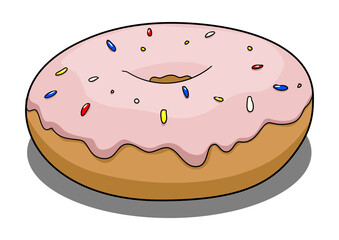 Donut with pink coating PNG illustration with transparent background