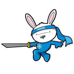 Ninja Warrior Bunny Rabbit PNG file with transparent background