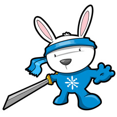 Ninja Warrior Bunny Rabbit PNG file with transparent background