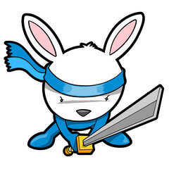 Ninja Warrior Bunny Rabbit PNG file with transparent background