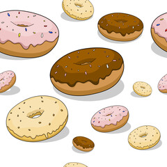 Seamless donut background PNG illustration with transparent background