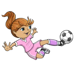 Peel and stick wall murals Cartoon draw Girl Soccer Player PNG file with transparent background