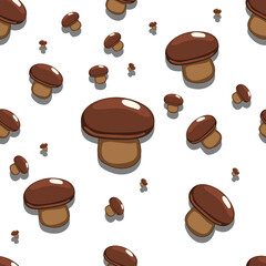Seamless background edible mushroom PNG illustration with transparent background