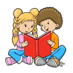 Foto op Plexiglas Cartoons Children Reading PNG file with transparent background