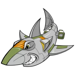 Deurstickers Cartoons Robot Shark PNG file with transparent background