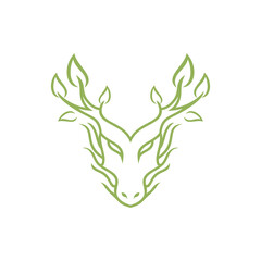 Chinese of Dragon, dragon face leaf logo icon vector illustration