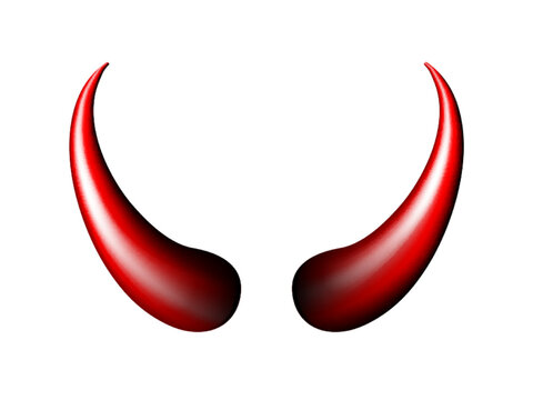 Realistic red and black Halloween Devil Horns . Satan demon accessories.