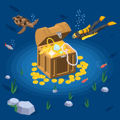 Underwater Treasure Chest Composition