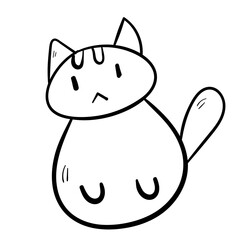 Cute doodle cat. Animal pet icon. Black line art on white background.