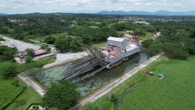 Ipoh, Malaysia - September 24, 2022: The Historical Tin Dredge 