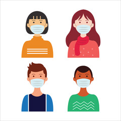 People wearing mask preventing covid 19