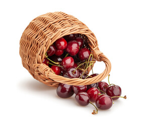 red cherries path isolated on white