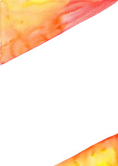 Obraz premium Orange and yellow triangles frame. Watercolor shapes. Empty space for text or picture.