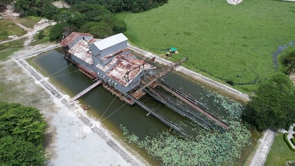 Ipoh, Malaysia - September 24, 2022: The Historical Tin Dredge 