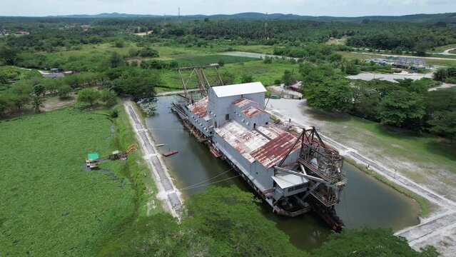 Ipoh, Malaysia - September 24, 2022: The Historical Tin Dredge 