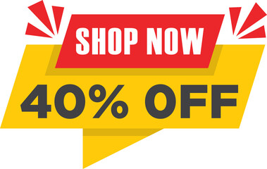 Sale vector banner template shop now special offer 40% limited time only.