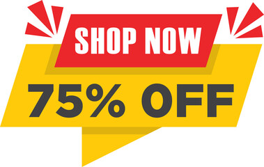Sale vector banner template shop now special offer 75% limited time only.
