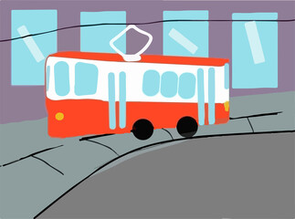 Tram in the city