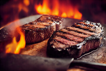 Charcoal medium grilled steak