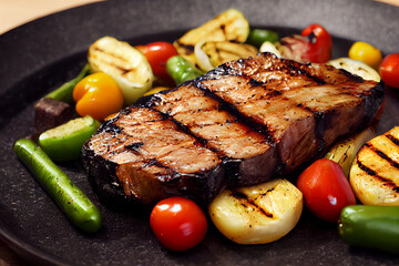 Charcoal medium grilled steak