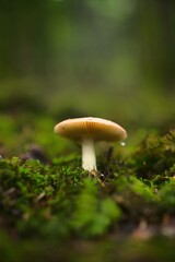 Joli champignon beige en forêt dans la mousse