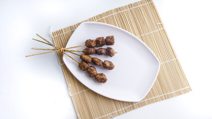 BBQ Meatballs - Meatballs served on white plate. Top View