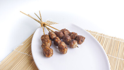 BBQ Meatballs - Meatballs served on white plate. selective focus